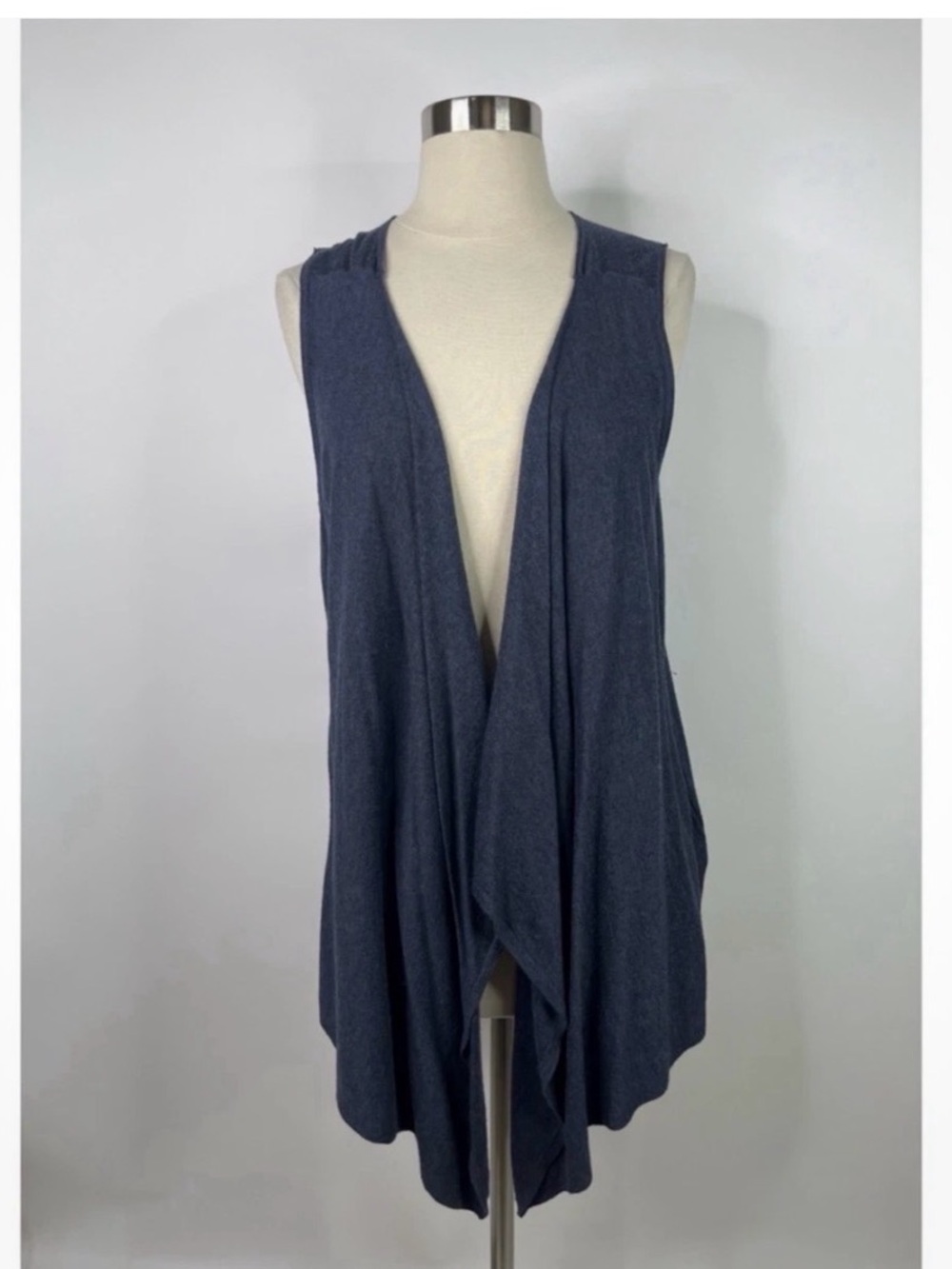 Pure Jill Cotton Silk Women's Sleeveless Draped Open Front Vest